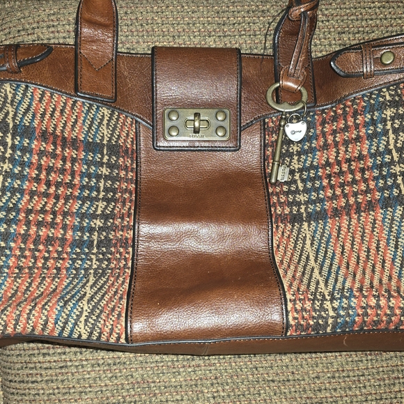 Fossil Brown Leather and Multicolor Satchel - Picture 10 of 10
